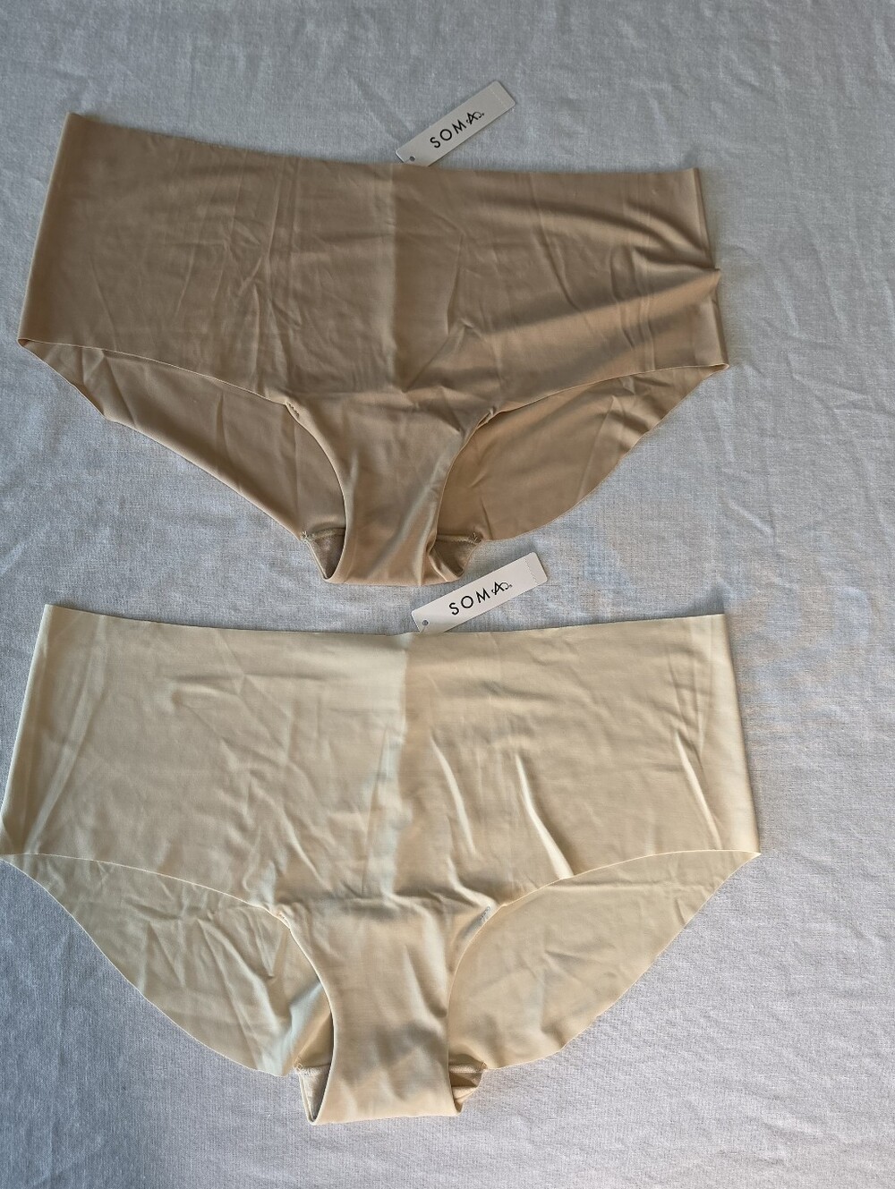 Soma Lot of 2 Silky Almost Naked Hipster Panties NWT Women's XL Beige Cream